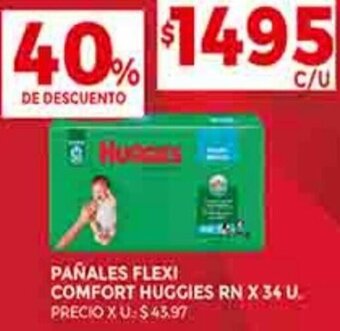 Supermercados DIA PAÑALES FLEXI COMFORT HUGGIES RN X 34 U. oferta