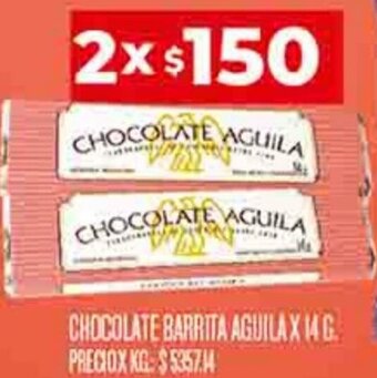 Supermercados DIA CHOCOLATE BARRITA AGUILA 2 X 14 G oferta
