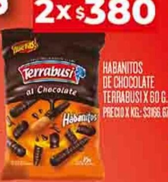 Supermercados DIA HABANITOS DE CHOCOLATE TERRABUSI 2 X 60 G. oferta