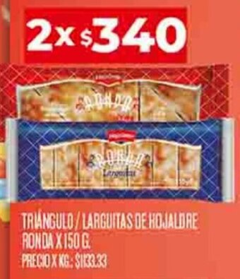 Supermercados DIA TRIÁNGULO/LARGUITAS DE HOJALDRE RONDA 2 X 150 G oferta
