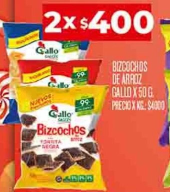 Supermercados DIA BIZCOCHOS DE ARROZ GALLO 2 X 50 G oferta