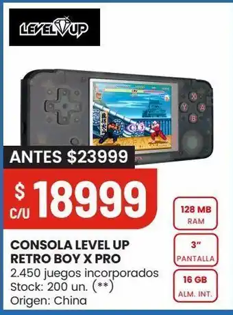 Changomas Consola level up retro boy x pro 2.450 juegos incorporados oferta