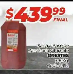 Diarco Orestes Salsa a Base de Zanahoria y Tomate x 8kg Cod: 41892 oferta