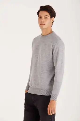 Macowens Sweater liso gris claro melange oferta