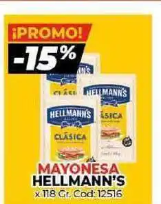 Diarco Hellmann's Mayonesa x 118gr Cod: 12516 oferta