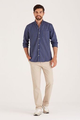 Macowens Pantalón de gabardina sport liso beige oferta