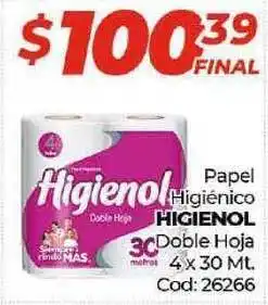 Diarco Higienol Papel Higiénico Doble Hoja 4 x 30mt Cod: 26266 oferta