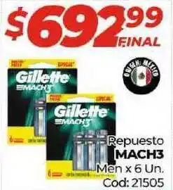 Diarco Gillette Mach3 Repuesto Men x 6un Cod: 21505 oferta