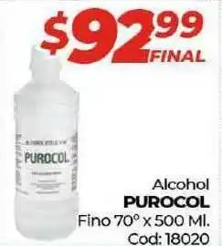Diarco Purocol Alcohol Fino 70° x 500ml Cod: 18020 oferta