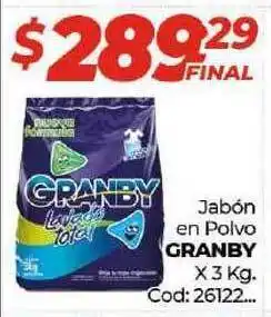 Diarco Granby Jabón en Polvo x 3kg Cod: 26122 oferta