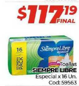 Diarco Siempre Libre Toallas Especial x 16un oferta