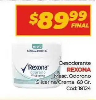 Diarco Rexona Desodorante Masc. Odorono Glicerina Crema 60gr oferta