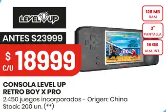 Changomas CONSOLA LEVEL UP RETRO BOY X PRO oferta