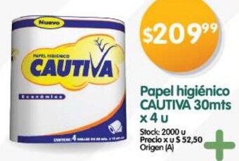 Supermercados Buenos Días Papel higiénico CAUTIVA 30mts x4u oferta