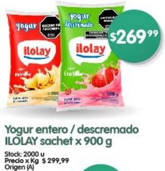 Supermercados Buenos Días Yogur entero / descremado ILOLAY sachet x 900 g oferta
