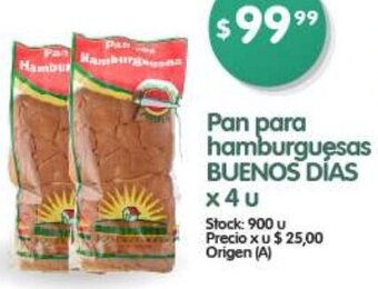 Supermercados Buenos Días Pan para hamburguesas BUENOS DÍAS X4U oferta