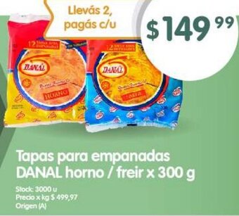 Supermercados Buenos Días Tapas para empanadas DANAL horno / freir x 300 g oferta