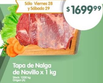 Supermercados Buenos Días Tapa de Nalga de Novillo x 1 kg oferta