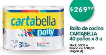 Supermercados Buenos Días Rollo de cocina CARTABELLA 40 paños x 3 u oferta