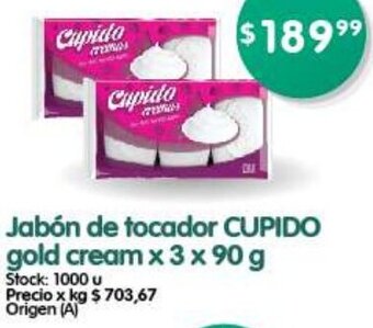 Supermercados Buenos Días Jabón de tocador CUPIDO gold cream x 3 x 90 g oferta