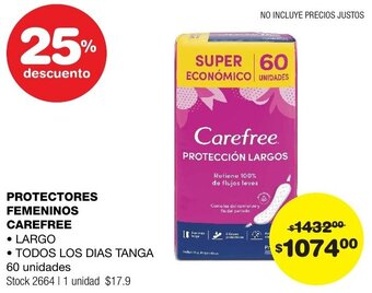 Atomo Conviene PROTECTORES FEMENINOS CAREFREE 60 unidades oferta
