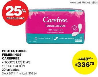 Atomo Conviene PROTECTORES FEMENINOS CAREFREE 20 unidades oferta