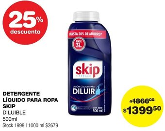 Atomo Conviene DETERGENTE LÍQUIDO PARA ROPA SKIP DILUIBLE 500ml oferta