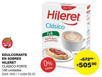 Atomo Conviene EDULCORANTE EN SOBRES HILERET CLÁSICO FORTE 100 unidades oferta