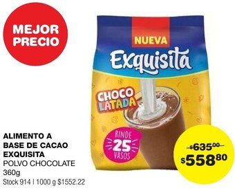 Atomo Conviene ALIMENTO A BASE DE CACAO EXQUISITA POLVO CHOCOLATE 360g oferta