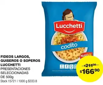 Atomo Conviene FIDEOS LARGOS, GUISEROS O SOPEROS LUCCHETTI DE 500g oferta