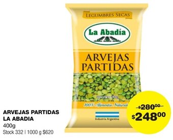 Atomo Conviene ARVEJAS PARTIDAS LA ABADIA 400g oferta