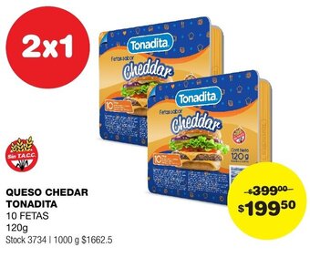 Atomo Conviene QUESO CHEDAR TONADITA 10 FETAS 120g oferta