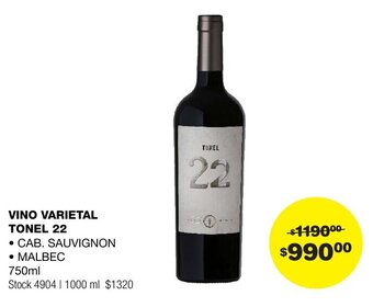Atomo Conviene VINO VARIETAL TONEL 22 750ml oferta