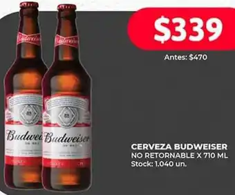 Supermercados Tadicor CERVEZA BUDWEISER NO RETORNABLE X 710 ML oferta