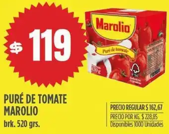 Supermercados Vea PURÉ DE TOMATE MAROLIO brk. 520 grs. oferta