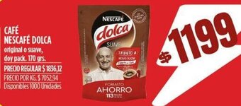 Supermercados Vea CAFE NESCAFÉ DOLCA original o suave, doy pack. 170 grs. oferta
