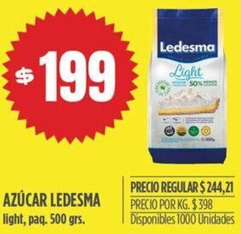 Supermercados Vea AZÚCAR LEDESMA light, paq. 500 grs. oferta