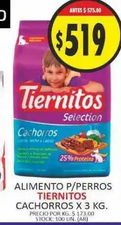 Tiernitos Alimento P Perros Cachorros x3 kg