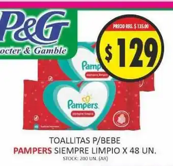 Supermercados Becerra Pampers Toallitas P Bebe Siempre Limpio x48un oferta