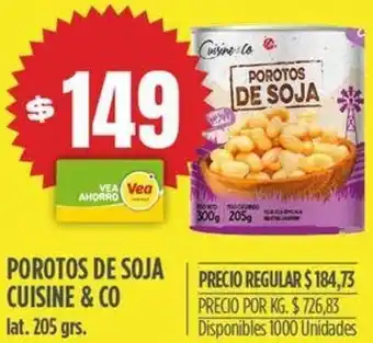 Supermercados Vea POROTOS DE SOJA CUISINE & CO lat. 205 grs. oferta