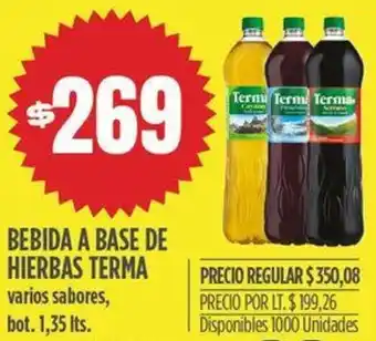 BEBIDA A BASE DE HIERBAS TERMA varios sabores, bot. 1,35 Its.