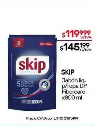 Nini Mayorista Skip Jabón líq. p/ropa DP Fibercare x800ml oferta