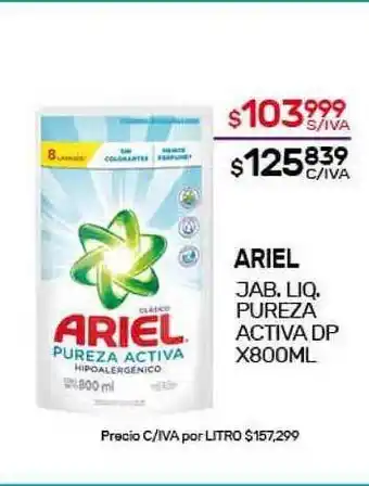 Nini Mayorista Ariel Jab. Liq. Pureza Activa dp x800ml oferta