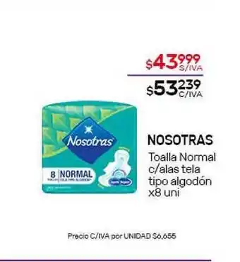 Nini Mayorista Nosotras Toalla Normal c/alas tela tipo algodón x8 uni oferta