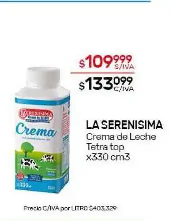 Nini Mayorista La Serenisima Crema de Leche Tetra top x330 cm3 oferta