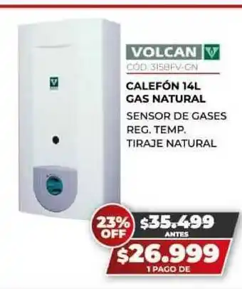 Calefón 14l Gas Natural Volcan