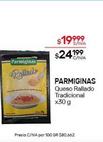 Nini Mayorista Parmiginas Queso Rallado Tradicional x30g oferta