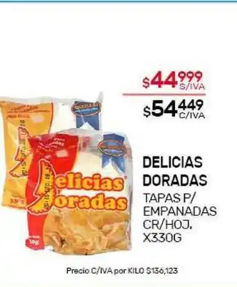 Nini Mayorista Delicias Doradas Tapas P/Empanadas Cr/Hoj. x330g oferta