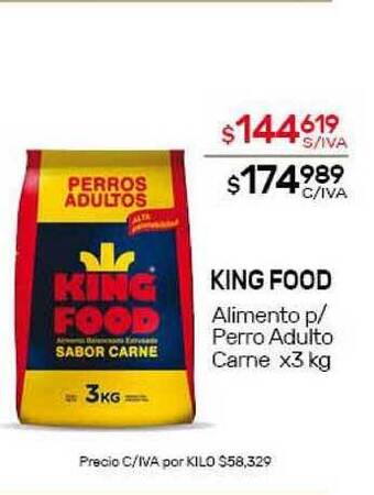 Nini Mayorista King Food Alimento p/Perro Adulto Carne x3kg oferta