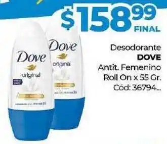Diarco Dove Desodorante Antit. Femenino Roll On x55gr oferta